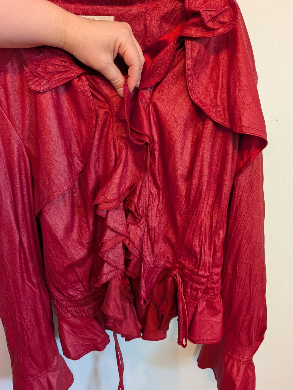 Red Ruffled Vintage Jacket - Picture 5 of 6